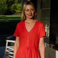 June Dress in Blood Orange Linen - S and M Left