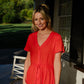 June Dress in Blood Orange Linen - S and M Left