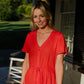 June Dress in Blood Orange Linen - S and M Left