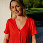 June Dress in Blood Orange Linen - S and M Left