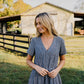 June Dress in Chambray Denim Linen