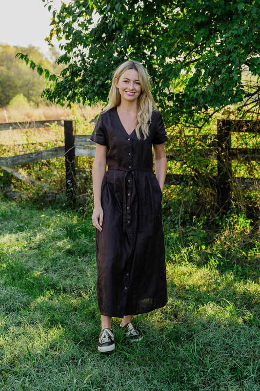 June Dress in Dark Brown - S and M Left