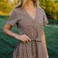 June Dress in Beige Plaid