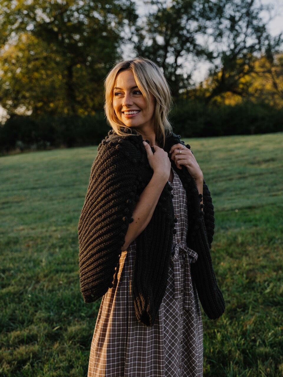 June Dress in Beige Plaid