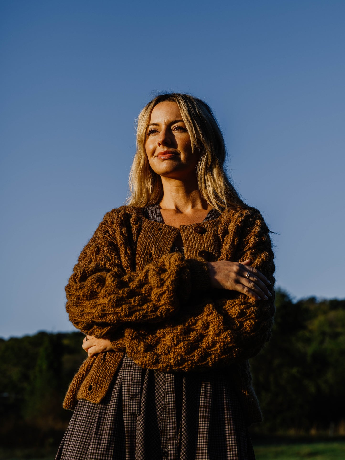 Quinn Wool Cardigan in Light Brown Made to Order