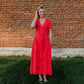 June Dress in Blood Orange Linen - S and M Left