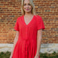 June Dress in Blood Orange Linen - S and M Left