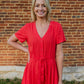 June Dress in Blood Orange Linen - S and M Left