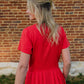 June Dress in Blood Orange Linen - S and M Left