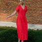 June Dress in Blood Orange Linen - S and M Left