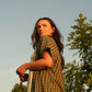 Paige Handwoven Cotton Relaxed Shirt Dress in Green Gingham