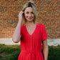 June Dress in Blood Orange Linen - S and M Left