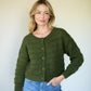 Alma Wool Cardigan in Dark Green Made to Order