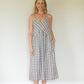 Faro Dress in Brown and Cream Plaid Linen