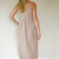 Faro Dress in Red and White Striped Linen
