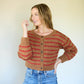 Leota Striped Wool Cardigan in Chestnut and Red Made to Order