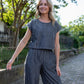 Handwoven Cotton Crop Pants in Midnight Chambray Made to Order