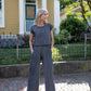 Handwoven Cotton Crop Pants in Midnight Chambray Made to Order