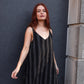 Ruthi Handwoven Cotton Dress in Black and White Stripe - XS Sample