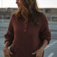 Imogene Oversized Wool Henley in Rust Made to Order