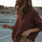 Imogene Oversized Wool Henley in Rust Made to Order