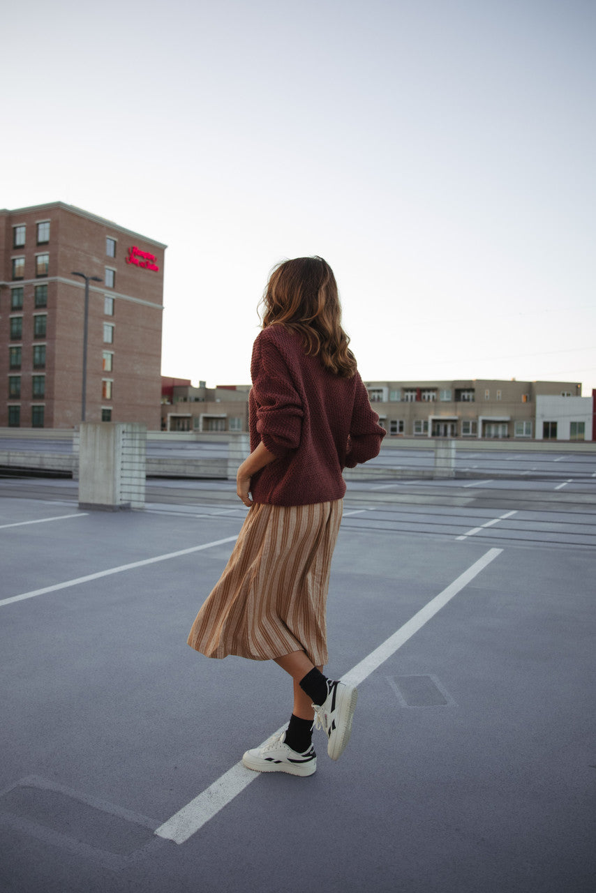 Imogene Oversized Wool Henley in Rust