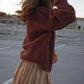 Imogene Oversized Wool Henley in Rust Made to Order