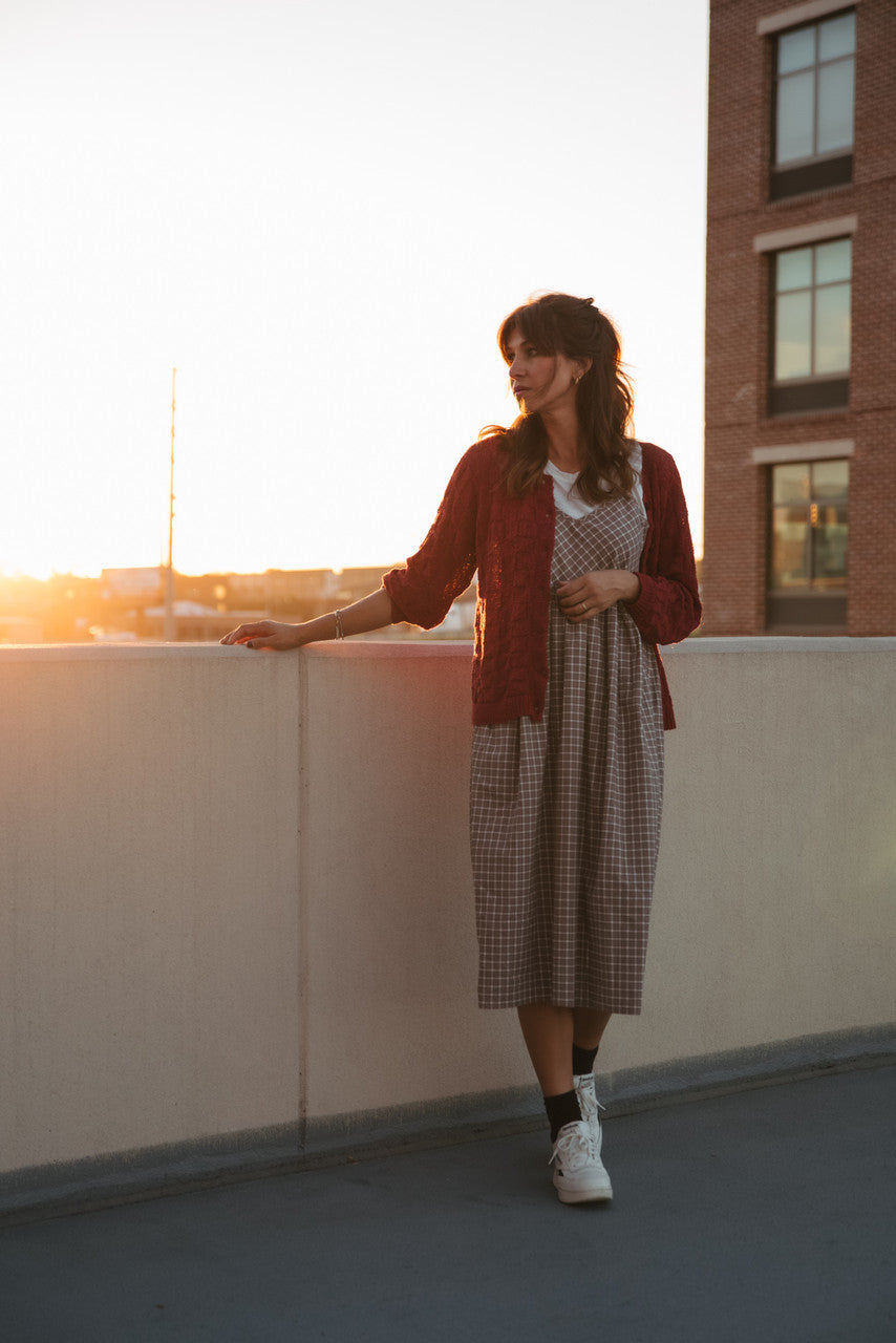 Tina Triangle Knit Cotton Cardigan in Red - Pre-Order 2/30