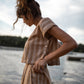 Katie Handwoven Cotton Set in Mustard and Cream Stripe - S and M Pants Left