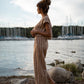 Katie Handwoven Cotton Set in Mustard and Cream Stripe - S and M Pants Left