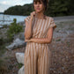 Katie Handwoven Cotton Set in Mustard and Cream Stripe - S and M Pants Left