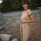 Katie Handwoven Cotton Set in Mustard and Cream Stripe - S and M Pants Left