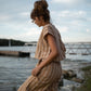 Katie Handwoven Cotton Set in Mustard and Cream Stripe - S and M Pants Left