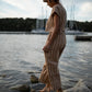 Katie Handwoven Cotton Set in Mustard and Cream Stripe - S and M Pants Left