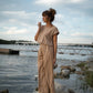 Katie Handwoven Cotton Set in Mustard and Cream Stripe - S and M Pants Left