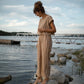 Katie Handwoven Cotton Set in Mustard and Cream Stripe - S and M Pants Left