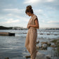 Katie Handwoven Cotton Set in Mustard and Cream Stripe - S and M Pants Left