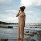 Katie Handwoven Cotton Set in Mustard and Cream Stripe - S and M Pants Left