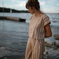 Katie Handwoven Cotton Set in Mustard and Cream Stripe - S and M Pants Left
