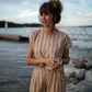 Katie Handwoven Cotton Set in Mustard and Cream Stripe - S and M Pants Left