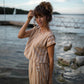 Katie Handwoven Cotton Set in Mustard and Cream Stripe - S and M Pants Left