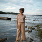 Katie Handwoven Cotton Set in Mustard and Cream Stripe - S and M Pants Left