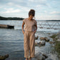 Katie Handwoven Cotton Set in Mustard and Cream Stripe - S and M Pants Left