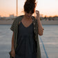 Paige Handwoven Cotton Relaxed Shirt Dress in Green Gingham
