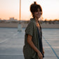Paige Handwoven Cotton Relaxed Shirt Dress in Green Gingham