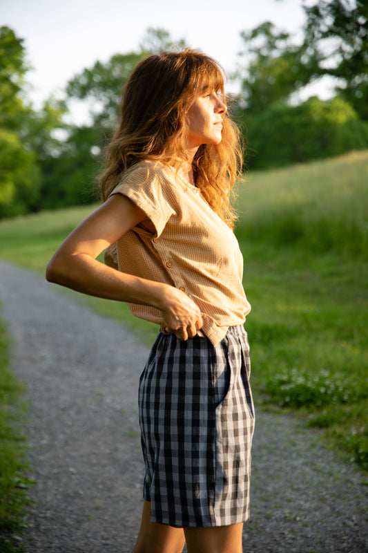 Yellow Gingham Shorts - XS