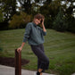 Imogene Oversized Wool Henley in Aqua Slate Made to Order