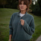 Imogene Oversized Wool Henley in Aqua Slate Made to Order