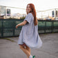 Paige Handwoven Cotton Relaxed Shirt Dress in Blue and White Pin-Stripe Made to Order
