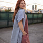 Paige Handwoven Cotton Relaxed Shirt Dress in Blue and White Pin-Stripe Made to Order
